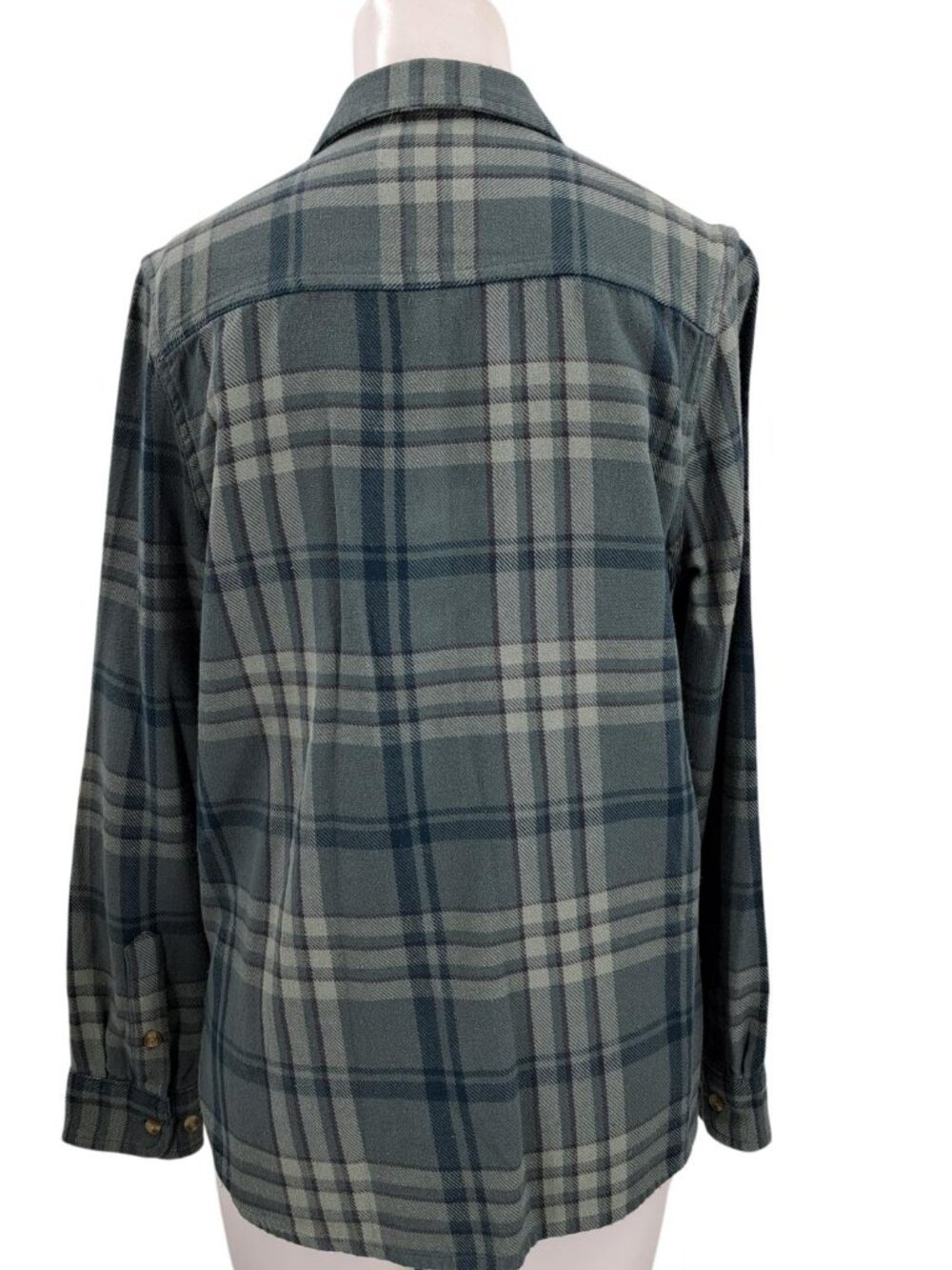 The Normal Brand Womens Plain Flannel Button Up Shirt Size XS Green Blue Pockets - Picture 9 of 12